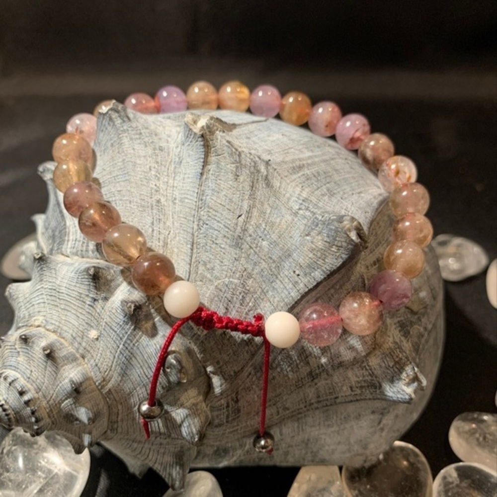 Auralite 8mm Smooth Adjustable Bead Wrist Mala Bracelet / Stackable /